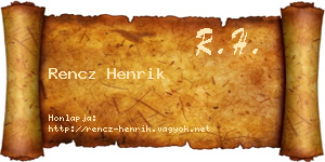 Rencz Henrik névjegykártya